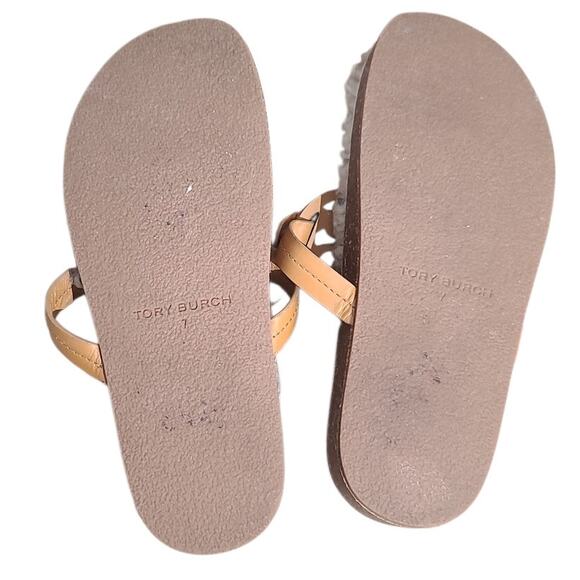 Tory Burch Miller Cloud Shearling Slide Sandals Size 7 Camel EUC Cork Footbed - Picture 3 of 4